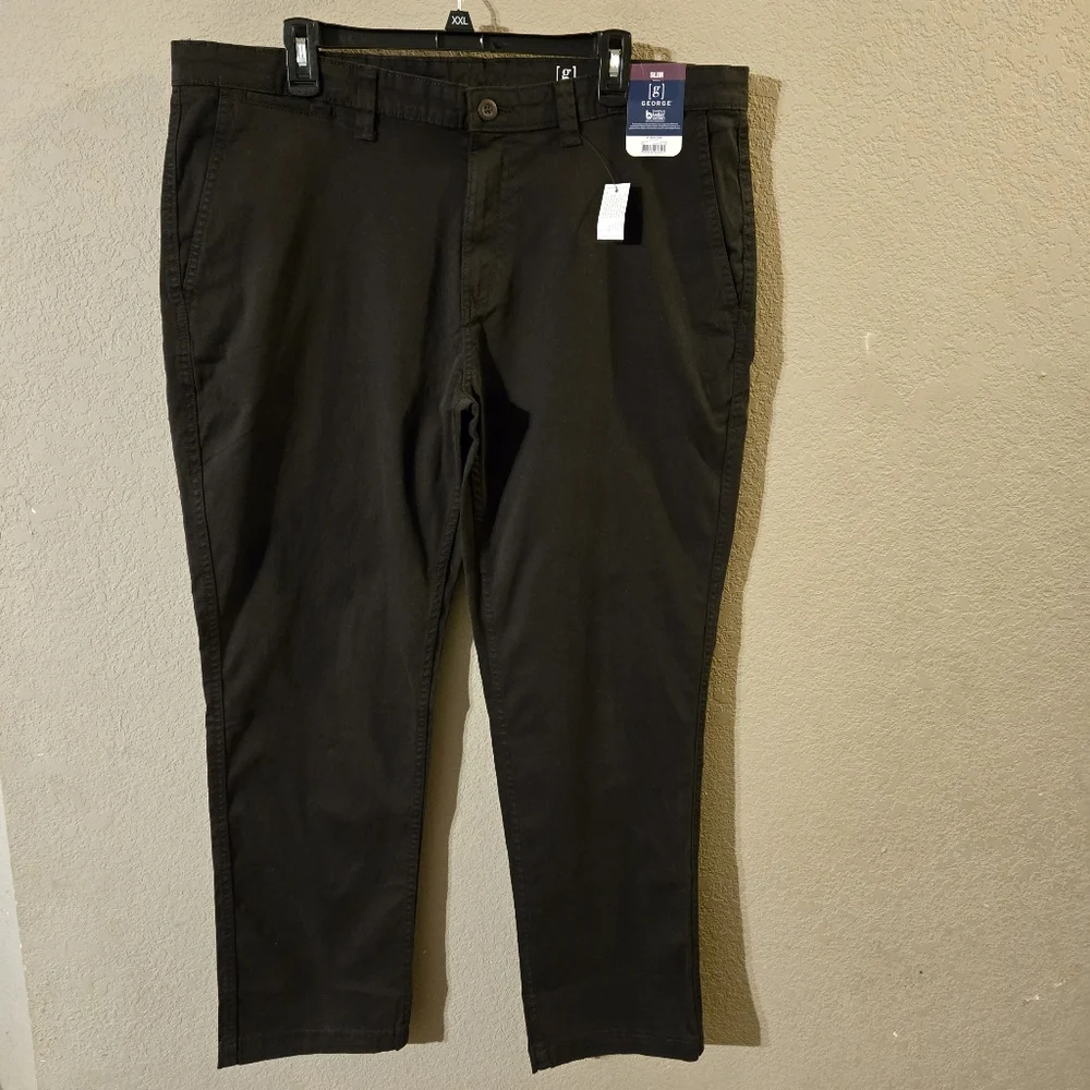 George Mens New Black Casual Chino Slim Dress Pants 40 X 30